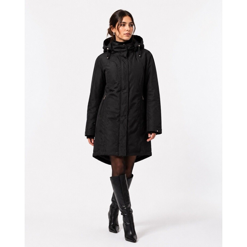 Oppenheimer Women’s Black Long Hooded Parka Coat Size L Techwear Utility